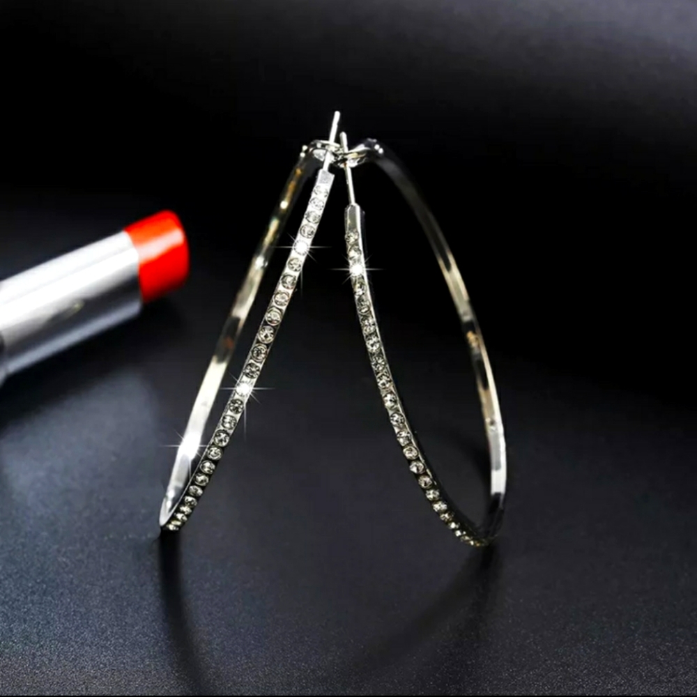 Silver studded hoop earrings